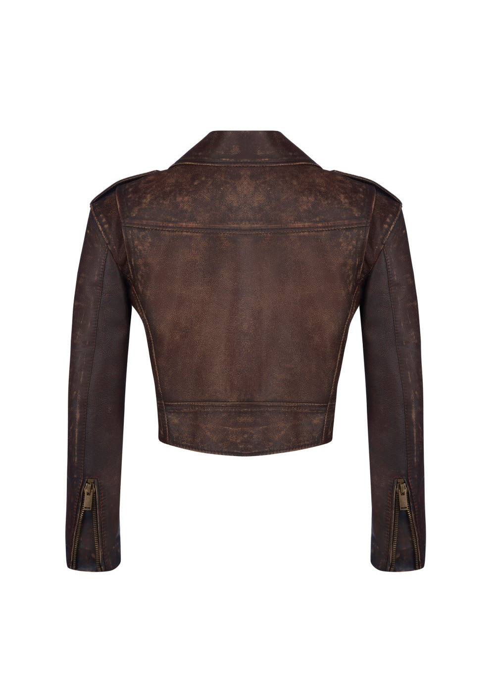 Women’s Cropped Distressed Biker Jacket Vintage Wash