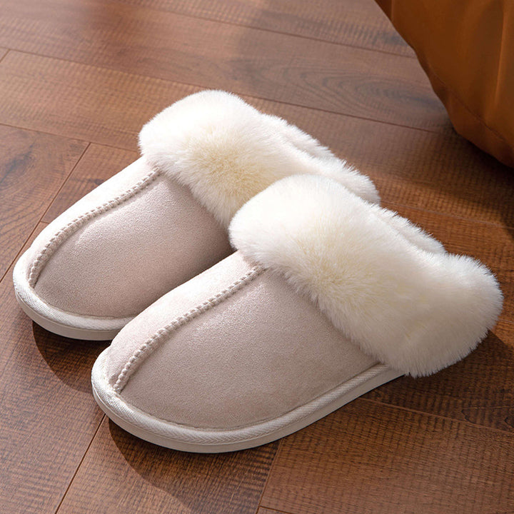 Warm Faux Fur Trim House Slippers