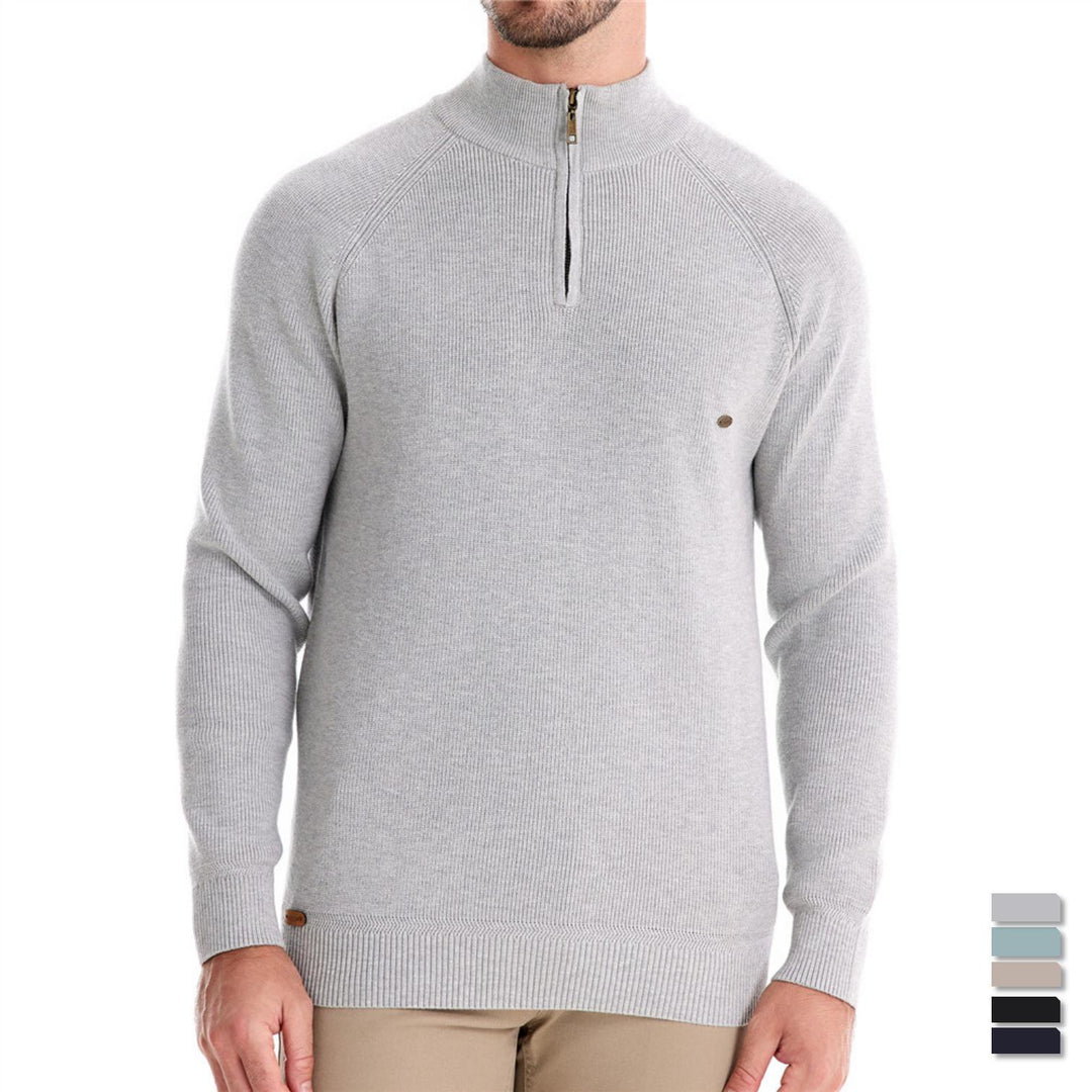 Men's Ribbed Quarter Zip Knit Jumper