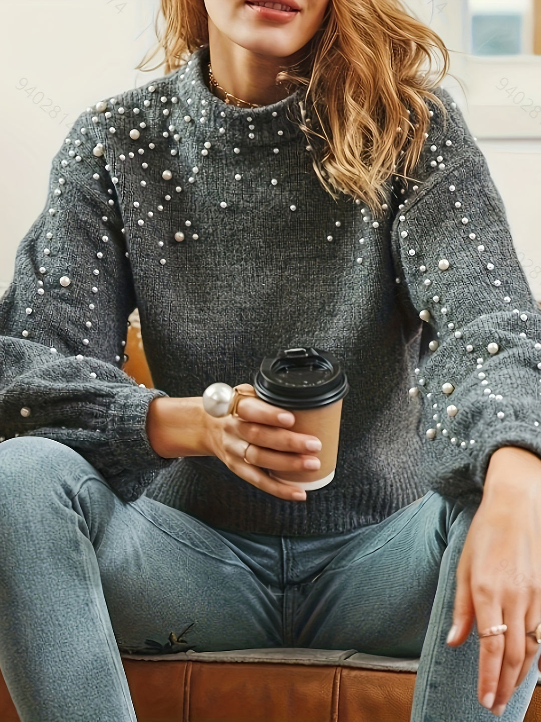 Women’s Pearl Embellished Knit Jumper