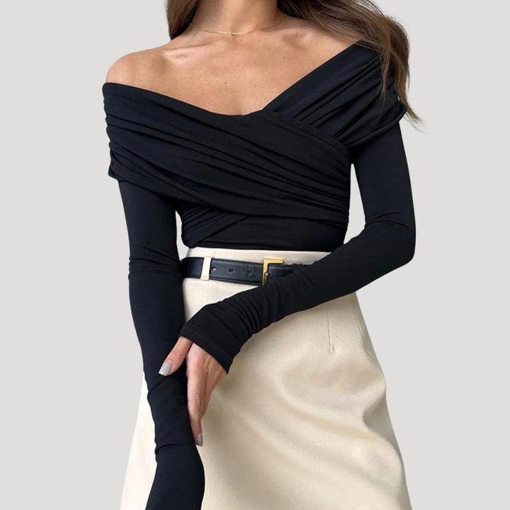 Women’s Off-Shoulder Ruched Long Sleeve Top
