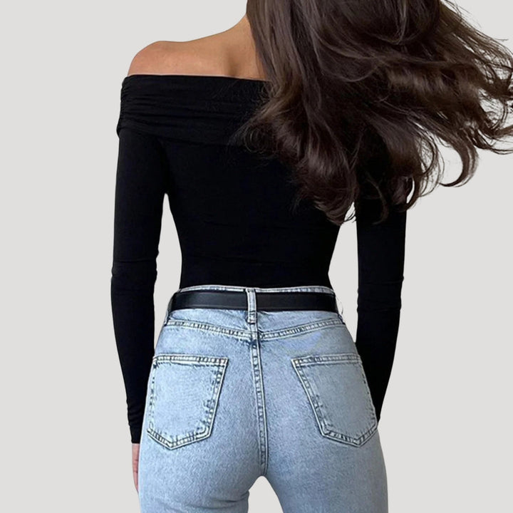 Women’s Off-Shoulder Ruched Long Sleeve Top