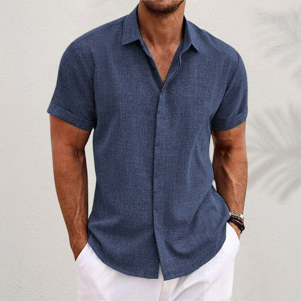 Oliver | short-sleeved shirt in cotton and linen 0