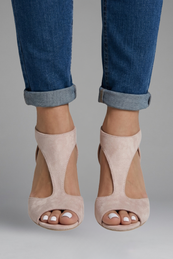 Orthopaedic Mid Heel Sandals with Peep Toe Design | Olivia