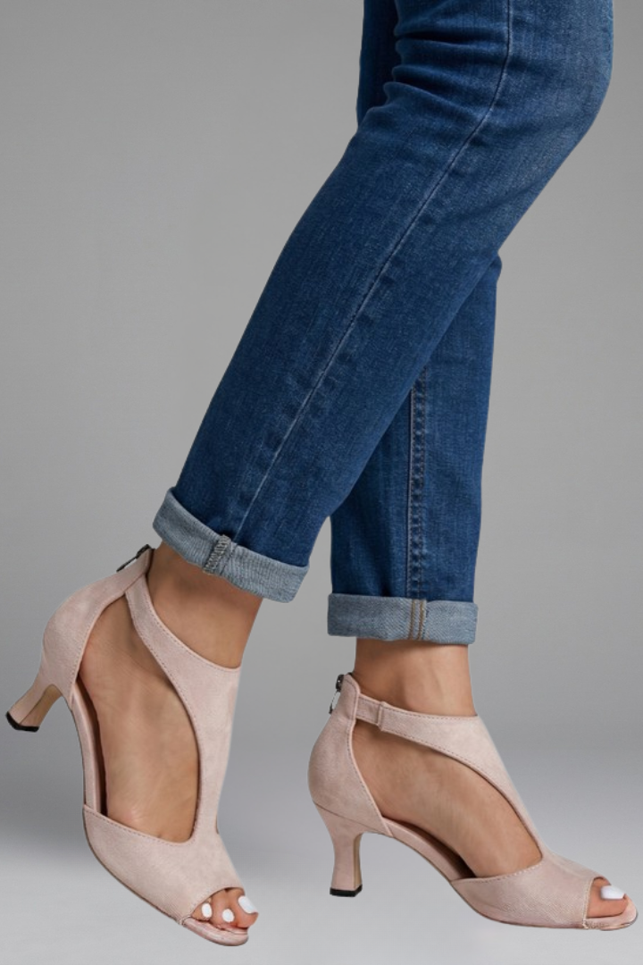 Orthopaedic Mid Heel Sandals with Peep Toe Design | Olivia