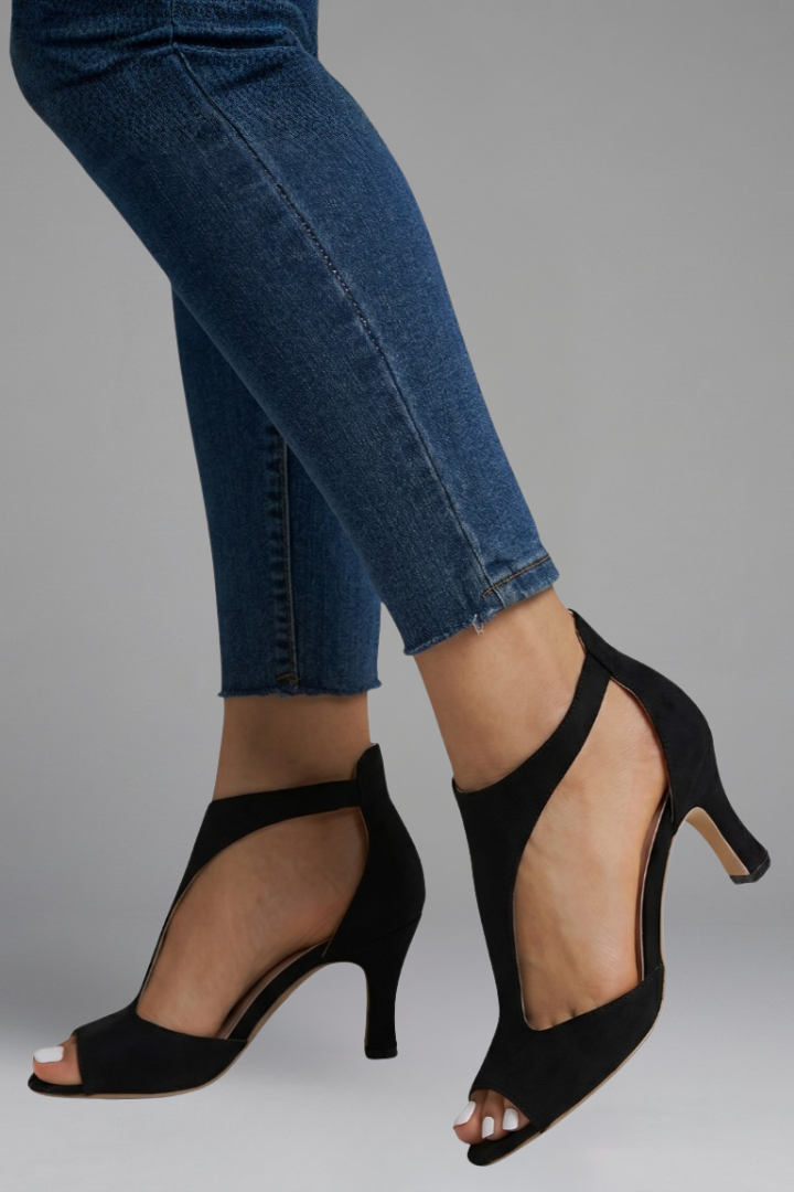 Orthopaedic Mid Heel Sandals with Peep Toe Design | Olivia