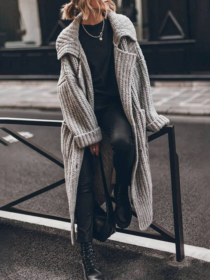 Women’s Chunky Rib Oversized Lapel Cardigan Coat