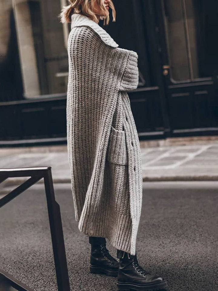 Women’s Chunky Rib Oversized Lapel Cardigan Coat