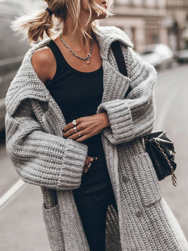 Women’s Chunky Rib Oversized Lapel Cardigan Coat