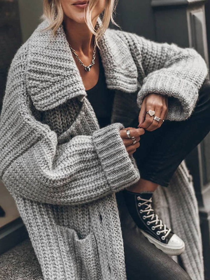 Women’s Chunky Rib Oversized Lapel Cardigan Coat