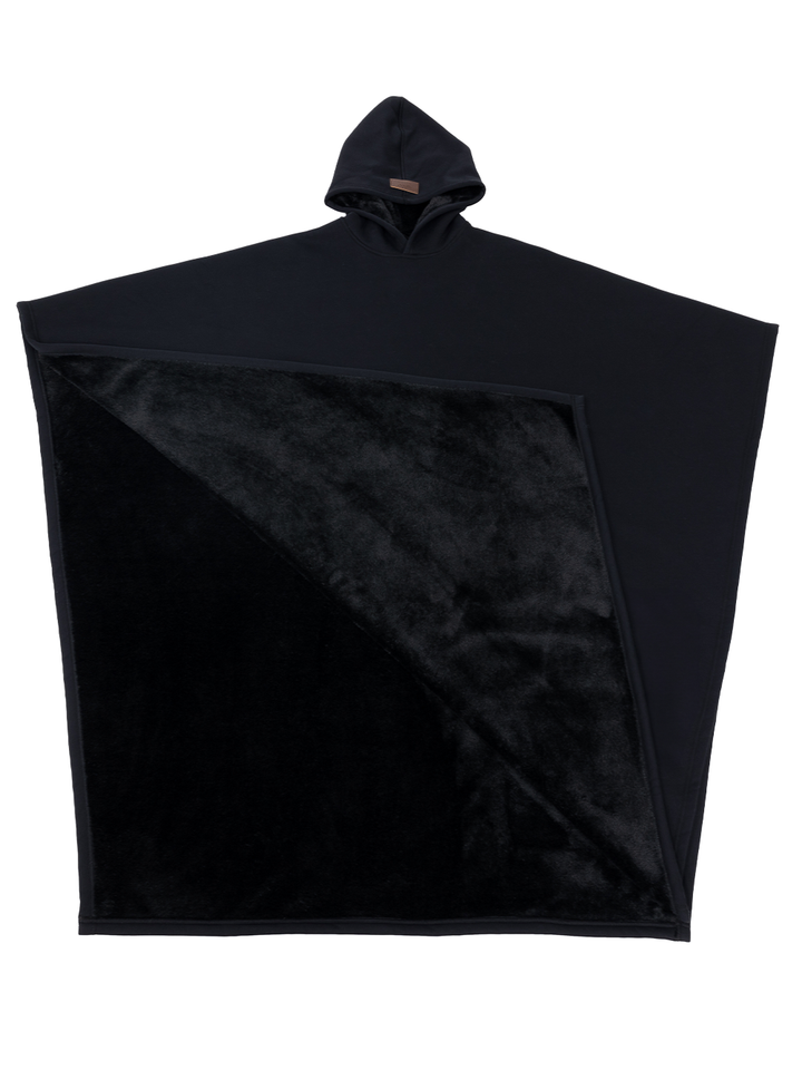 Unisex Shearling Lined Loose Hooded Poncho Jacket