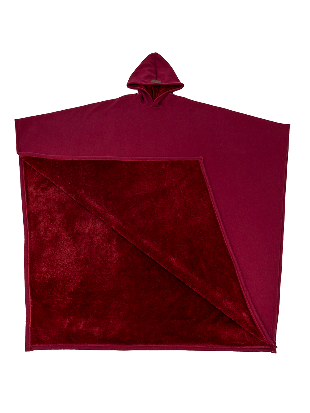 Unisex Shearling Lined Loose Hooded Poncho Jacket