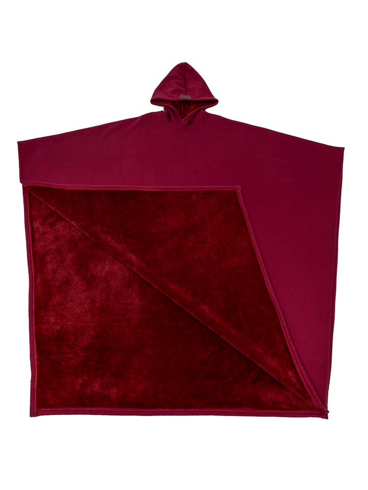 Unisex Shearling Lined Loose Hooded Poncho Jacket