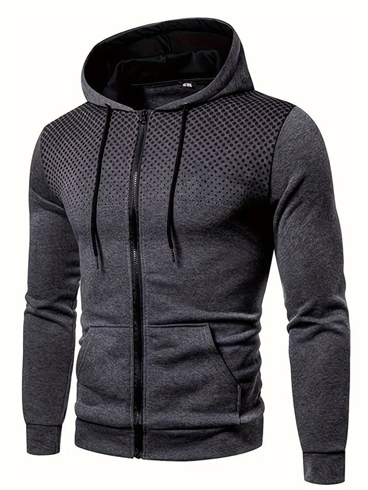 Men’s Gradient Dot Print Zip-Up Hoodie Sweatshirt
