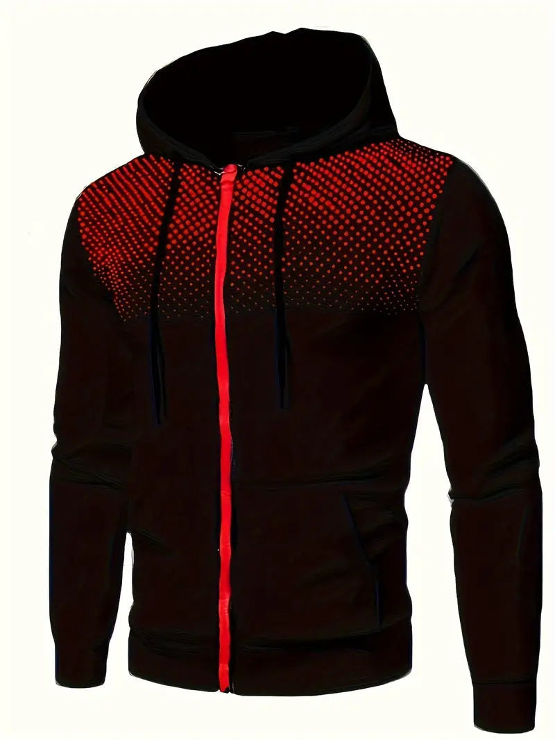 Men’s Gradient Dot Print Zip-Up Hoodie Sweatshirt
