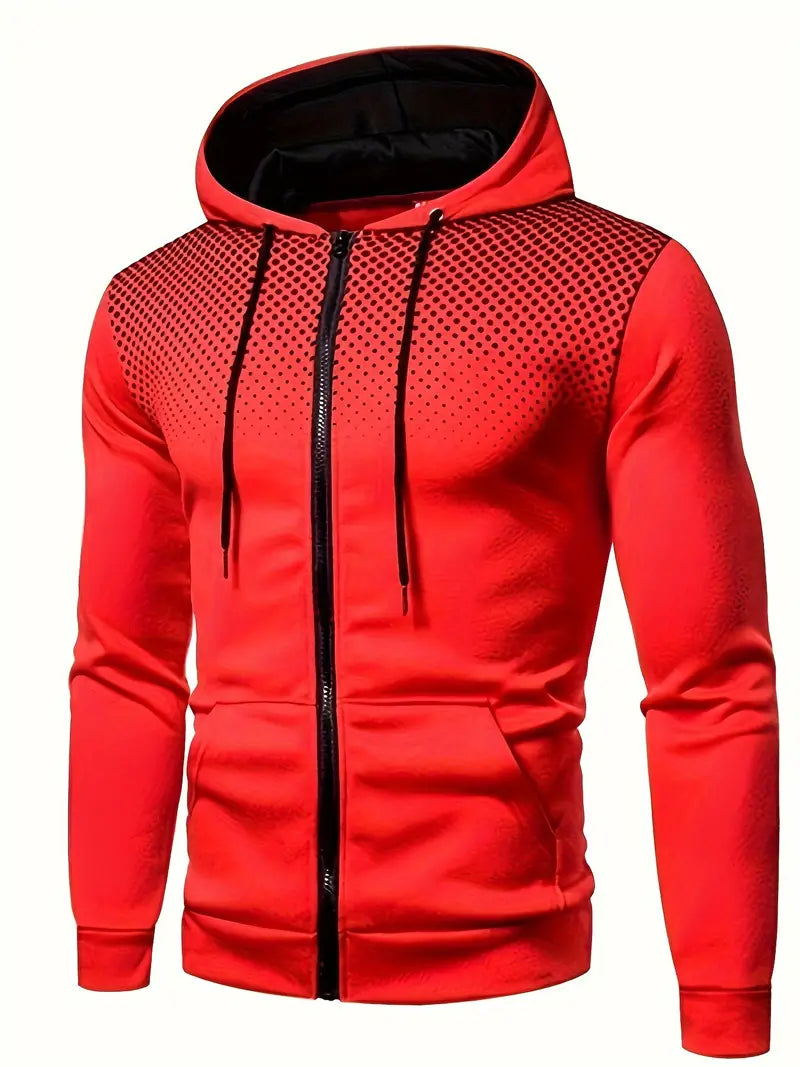 Men’s Gradient Dot Print Zip-Up Hoodie Sweatshirt