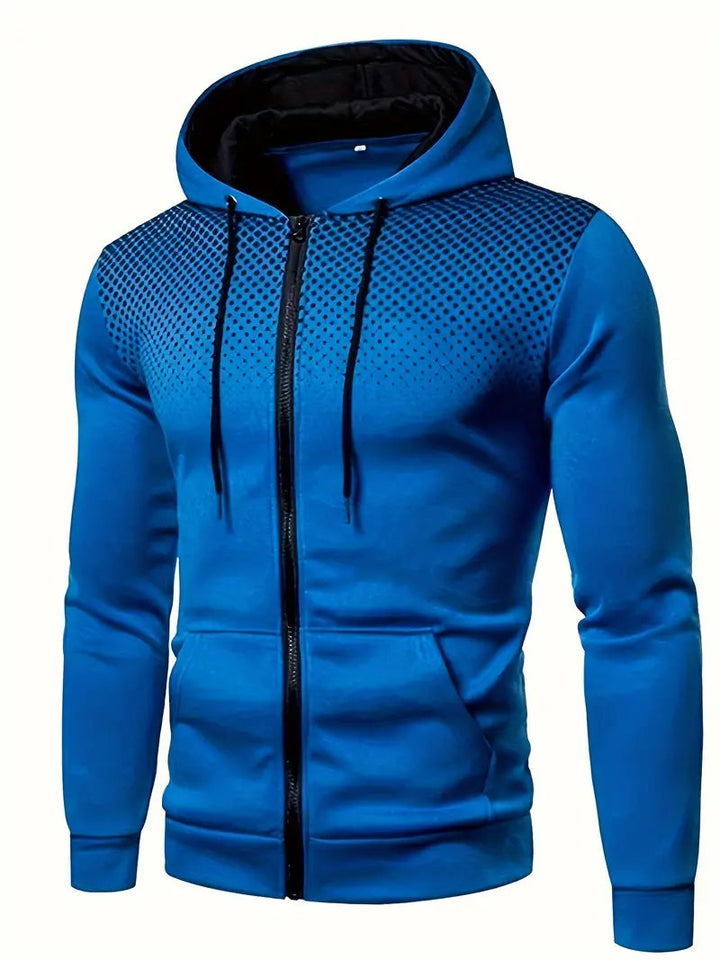 Men’s Gradient Dot Print Zip-Up Hoodie Sweatshirt