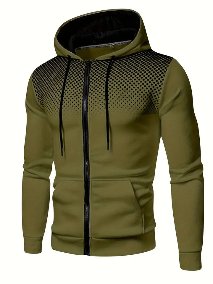 Men’s Gradient Dot Print Zip-Up Hoodie Sweatshirt