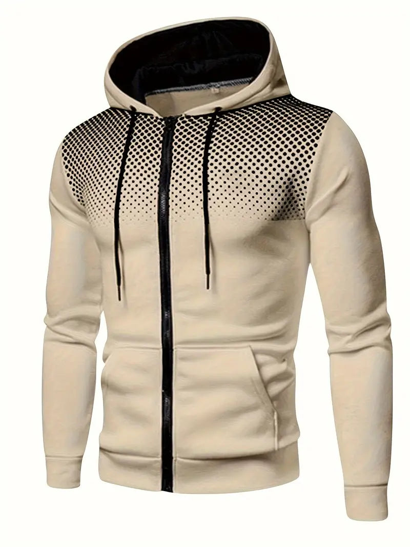 Men’s Gradient Dot Print Zip-Up Hoodie Sweatshirt
