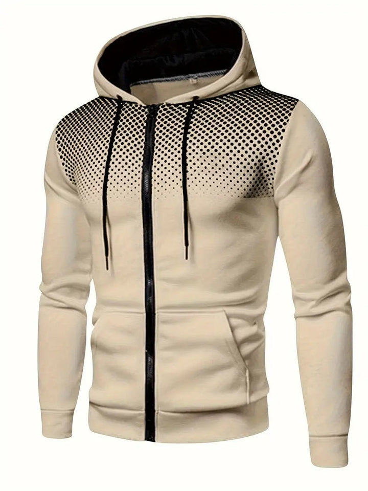 Men’s Gradient Dot Print Zip-Up Hoodie Sweatshirt