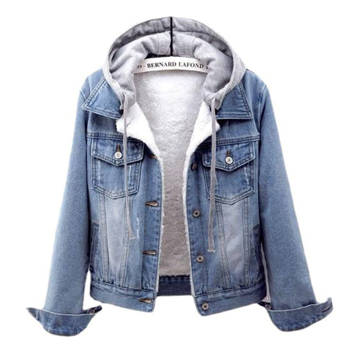 Plus Size Hooded Denim Jacket for Curvy Women - Comfortable & Stylish Jean Jacket 0