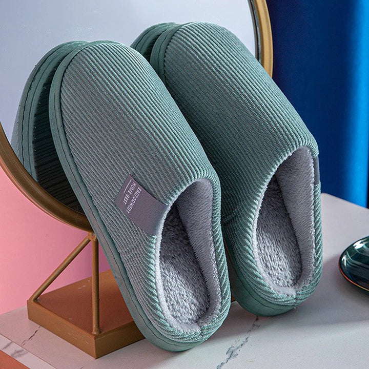 Women's Fleece-Lined Corduroy House Slippers
