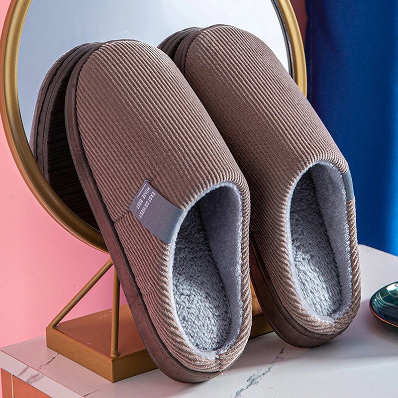 Women's Fleece-Lined Corduroy House Slippers