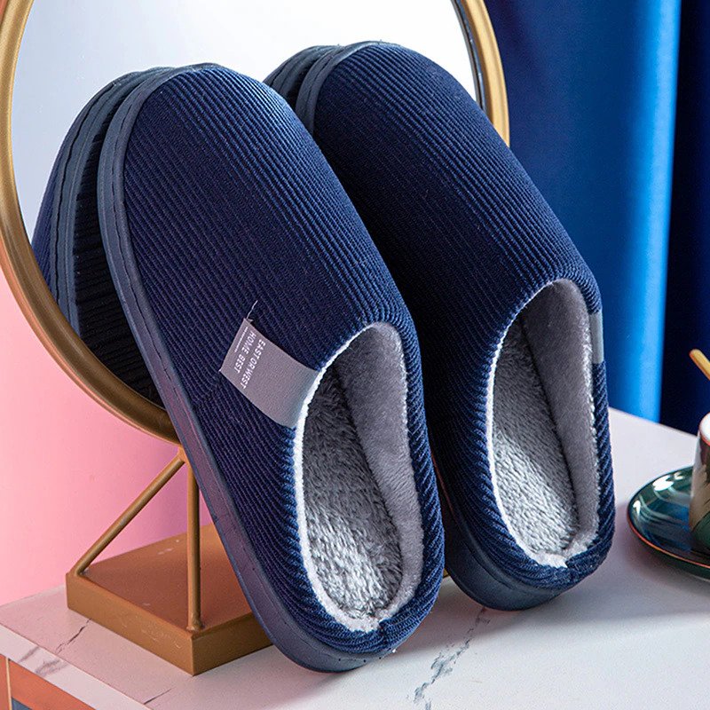 Women's Fleece-Lined Corduroy House Slippers