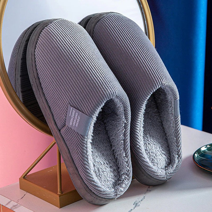 Women's Fleece-Lined Corduroy House Slippers