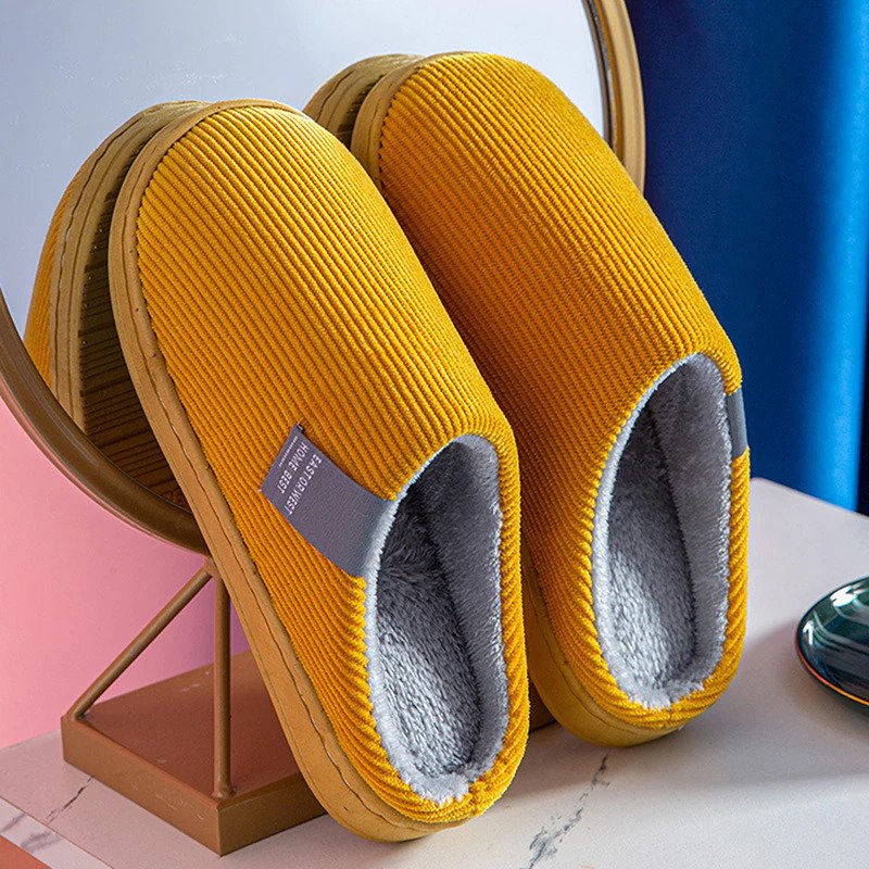 Women's Fleece-Lined Corduroy House Slippers