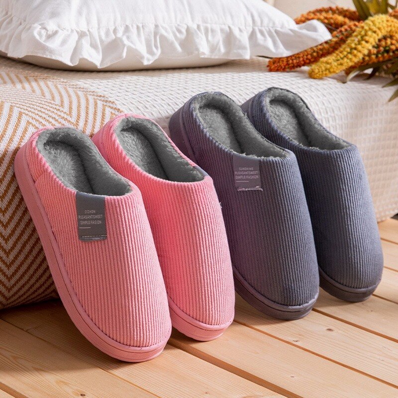 Women's Fleece-Lined Corduroy House Slippers