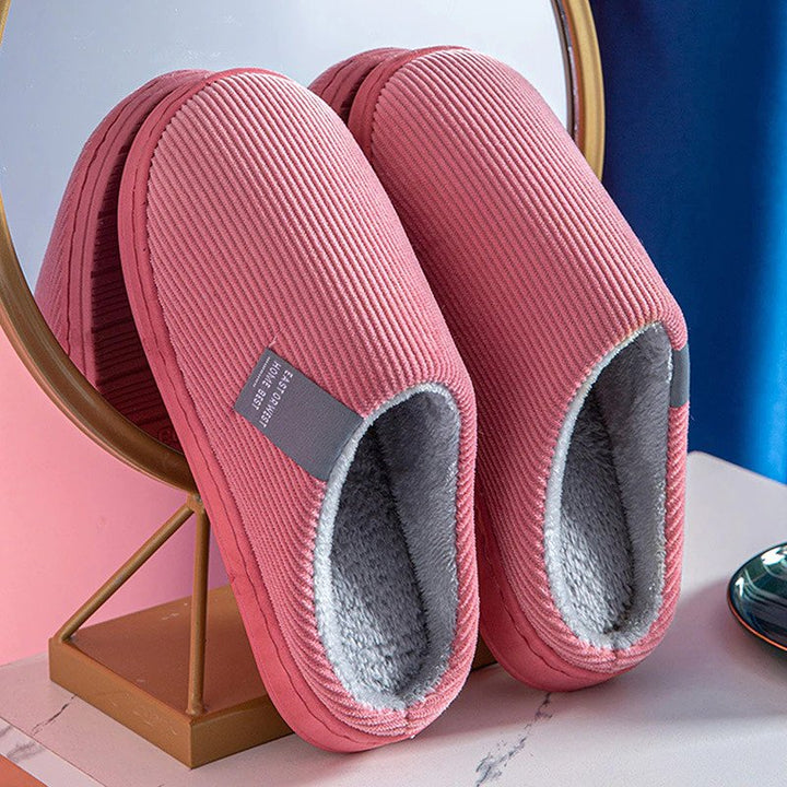 Women's Fleece-Lined Corduroy House Slippers
