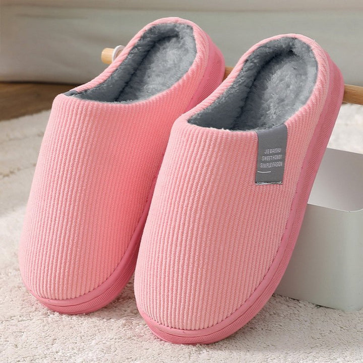 Women's Fleece-Lined Corduroy House Slippers