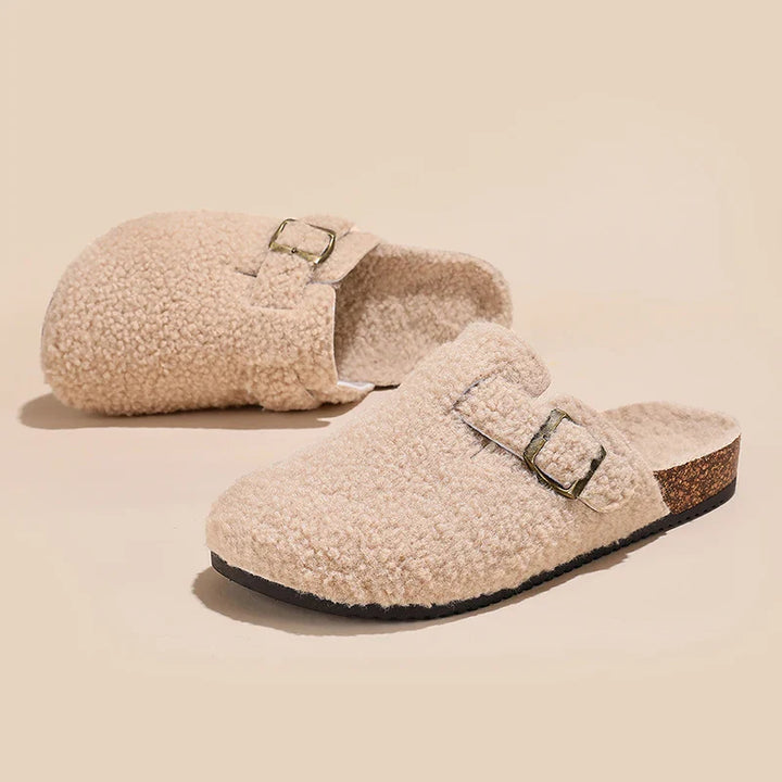 Women’s Fleece Buckle Slide Slippers