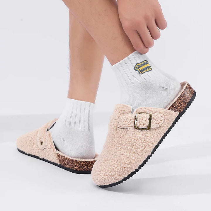 Women’s Fleece Buckle Slide Slippers