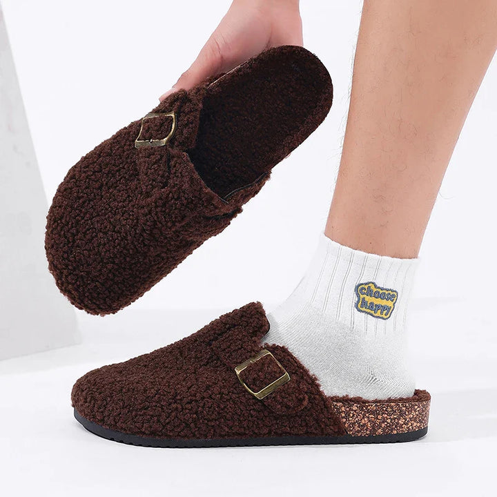 Women’s Fleece Buckle Slide Slippers