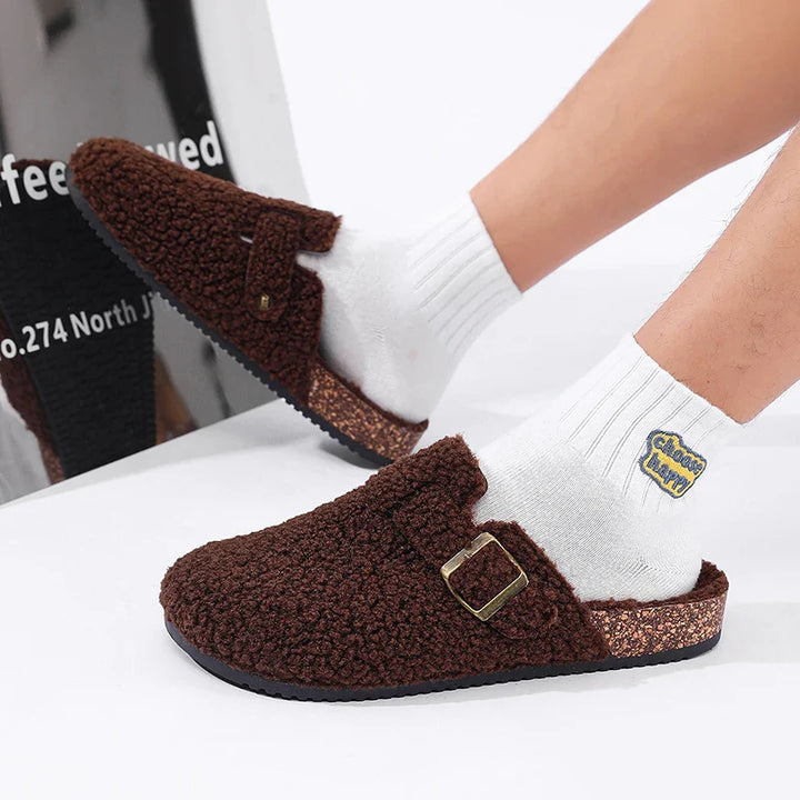 Women’s Fleece Buckle Slide Slippers