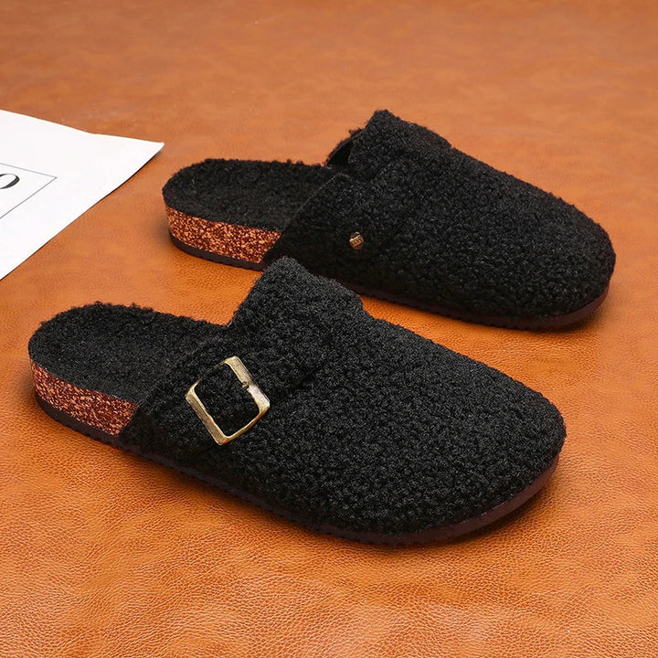 Women’s Fleece Buckle Slide Slippers