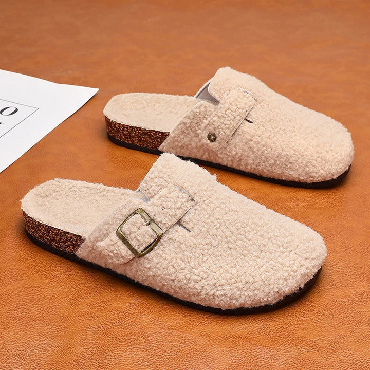 Women’s Fleece Buckle Slide Slippers