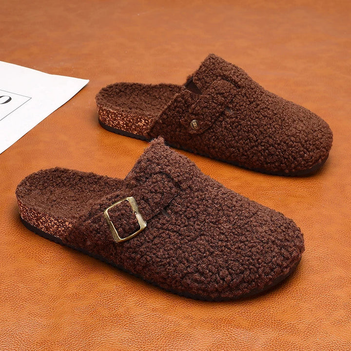 Women’s Fleece Buckle Slide Slippers