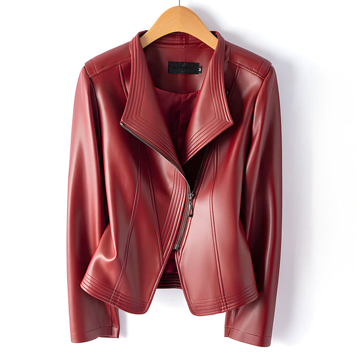 Women’s Asymmetric Faux Leather Moto Jacket