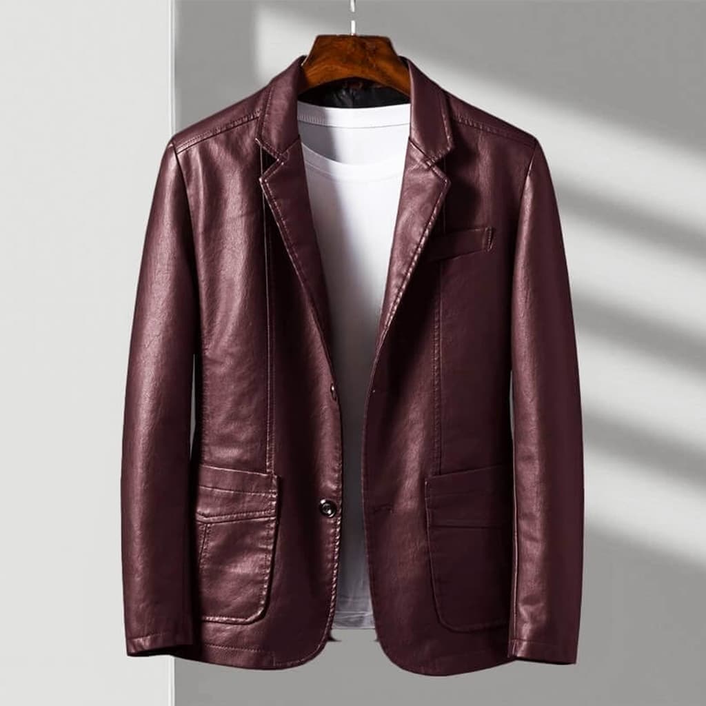 Men’s Smart Casual Faux Leather Jacket