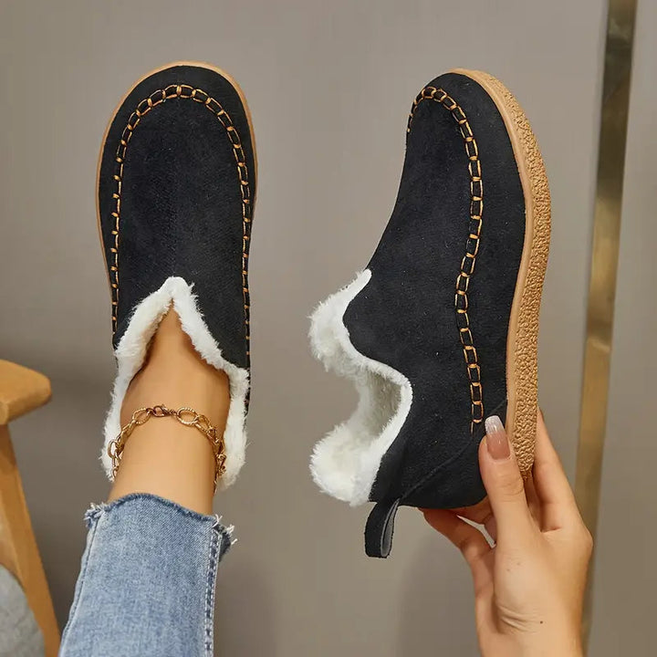 Round Toe Ankle Boots for Women – Cozy Fleece Lining & Stylish Design 0