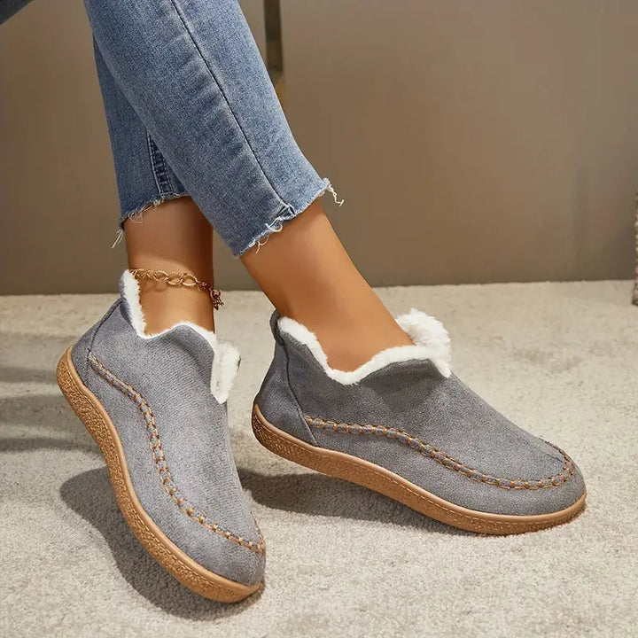 Round Toe Ankle Boots for Women – Cozy Fleece Lining & Stylish Design 3