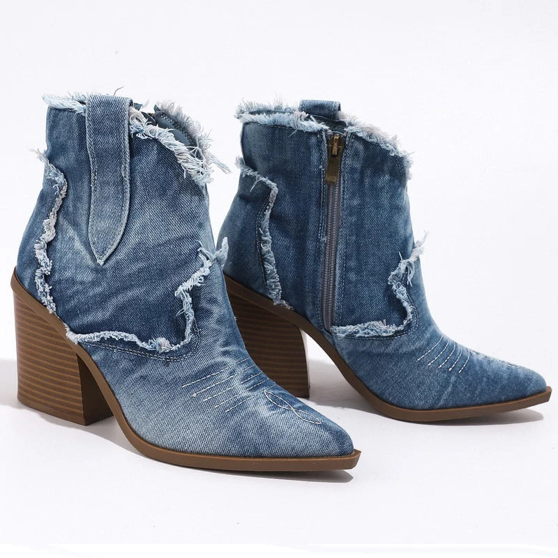 Riley Denim Ankle Boots