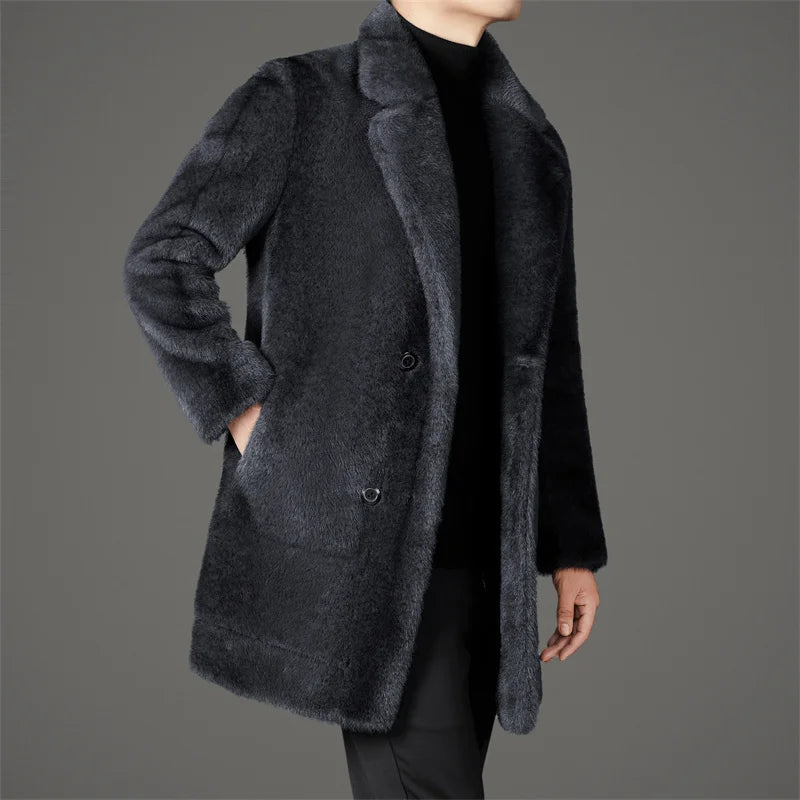 Men’s Double Breasted Fur Winter Coat