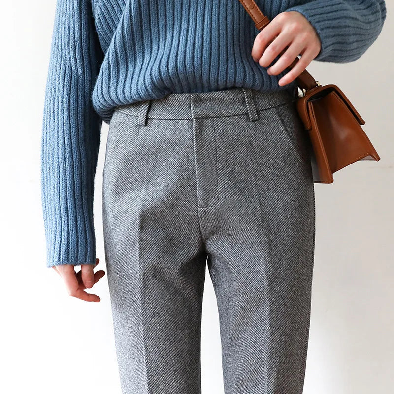 Women’s Herringbone Wool Tailored Pants