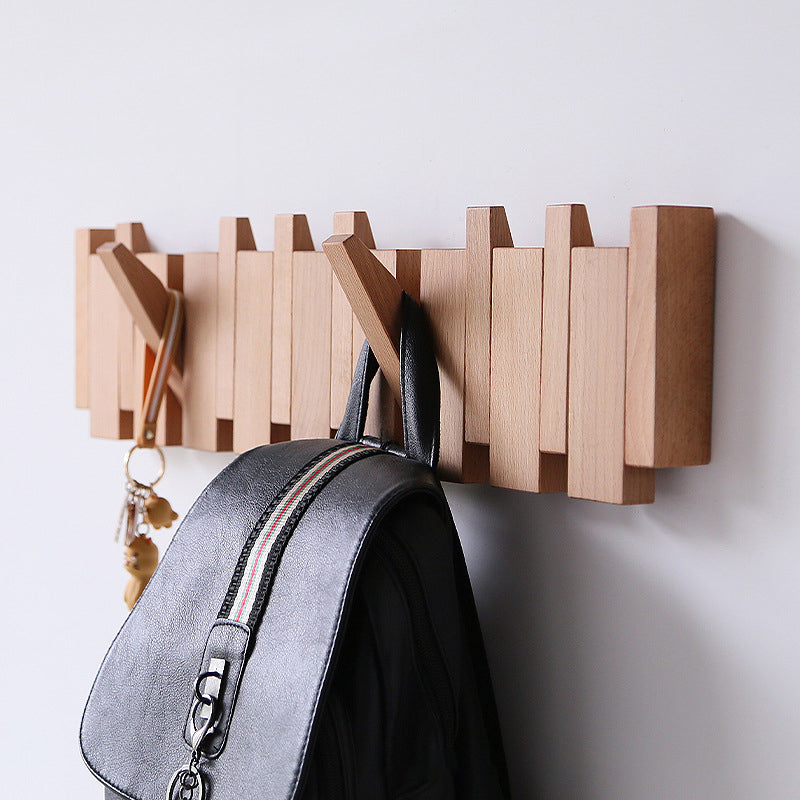 Natural Wood Piano Hook Wall Rack