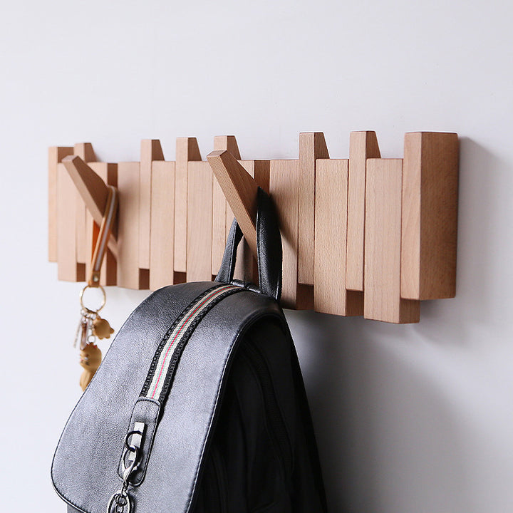 Natural Wood Piano Hook Wall Rack