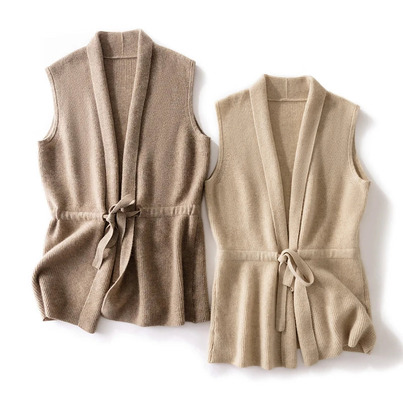 Women's Belted Ribbed Knit Vest
